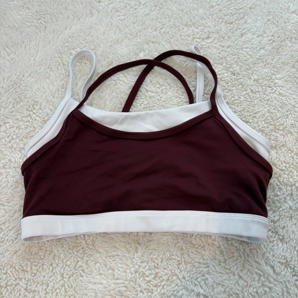 Women Burgundy Double Lined Sports Bra XS Yoga Pilates Sports College Athleisure